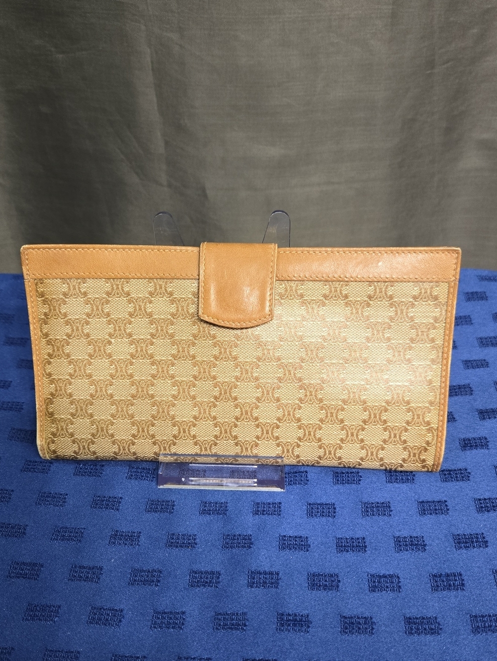 Celine tan beige patterned continental wallet
